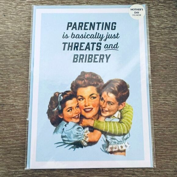 Funny Vintage Graphic Parenting Mother’s Day Greeting Card - Picture 1 of 3